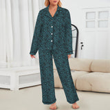 Teal Paisley Women's Long Sleeve Satin Pajama Set
