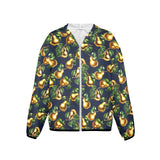 golden pear on blue on print Women's Lightweight Sun Protection Hoodie (Model H62)