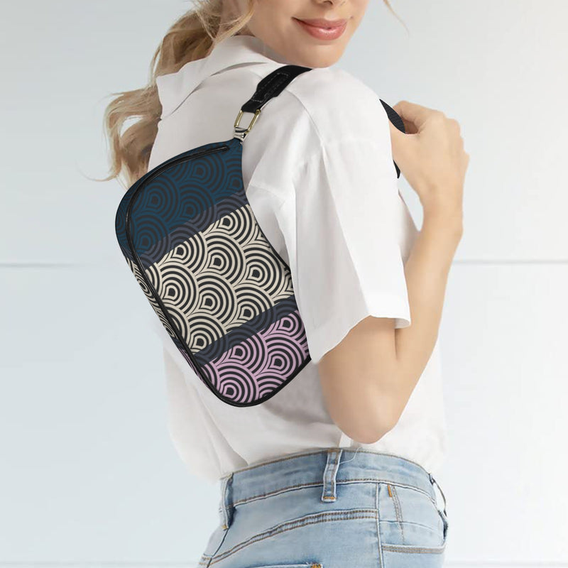 tricolor shell purse print Women's Shoulder Bag-Black Strap (Model 1748)