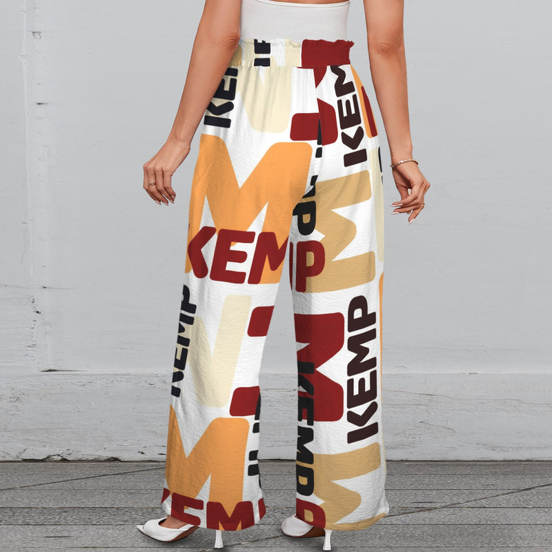 rust solid print 2A Strappy Elastic Waist Wide Leg Pants with Pockets