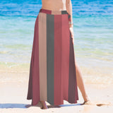 striped hibiscus print 3C Women's Long Knot Side Cover Up