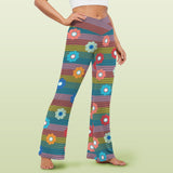 striped print 2B High Waist Crossover Tummy Control Flare Leggings