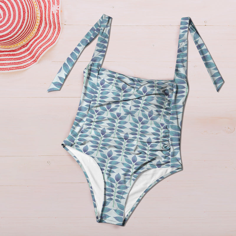 compound lg print 4A Women's Ruched Push Up Halter Swimsuit (Model S58)