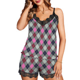 argyle print 2 Women's Lace Camisole Pajama Set
