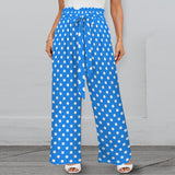 purple eclectic stripe print 2A Strappy Elastic Waist Wide Leg Pants with Pockets
