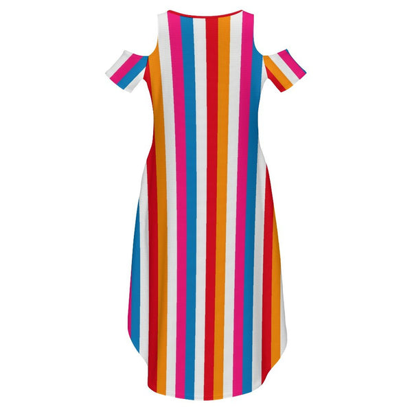 Cold Shoulder Long Split Dress with Pocket Dress