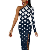 One-Shoulder Slit Maxi Dress Half sleeve split dress