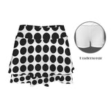 2 polka dot black array print High Waist Layered Ruffle Pockets Sports Skirt
