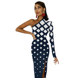 One-Shoulder Slit Maxi Dress Half sleeve split dress