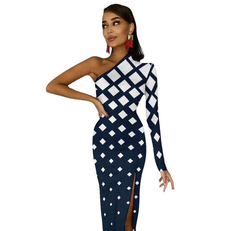 One-Shoulder Slit Maxi Dress Half sleeve split dress