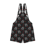 fuchsia rose emerald green greek key print 4 Unisex Shorts Suspender Jumpsuit (Model L78)
