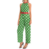 Halter Neck Buckle Belted Jumpsuit