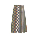woodland checkered print Mnemosyne Women's Crepe Skirt (Model D16)