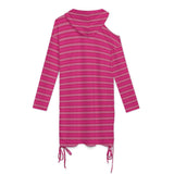 Long sleeved off shoulder skirt Off-Shoulder Hooded Dress
