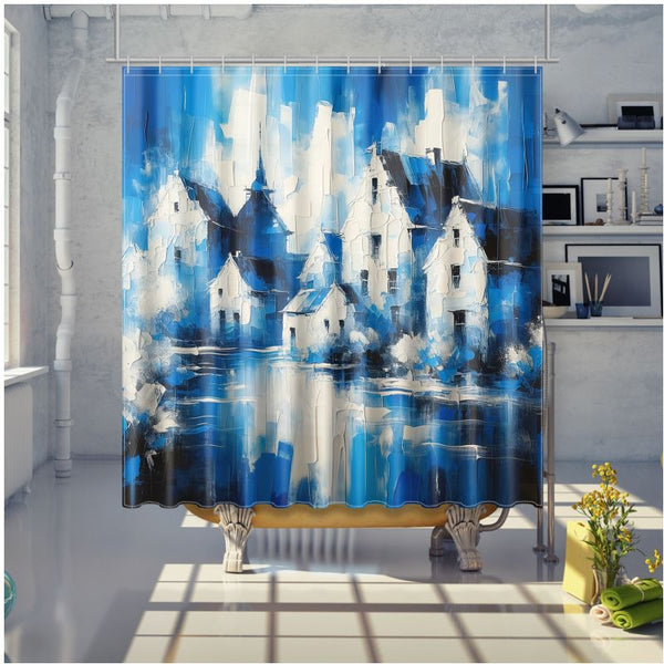 Delft Blue Villa Shower Curtain