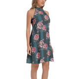 Tie Back Halter Neck Flared Dress