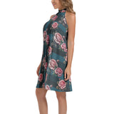 Tie Back Halter Neck Flared Dress