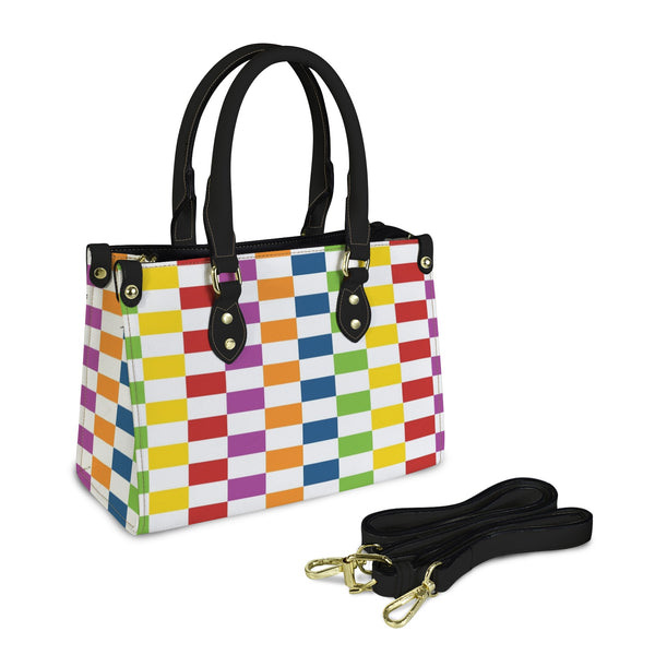 rectangle matrix print PU Leather Handbag-Small (Model 1747)