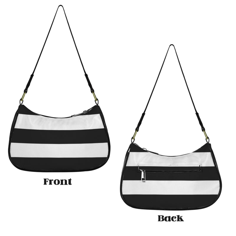 Striped Women's Shoulder Bag-Black Strap