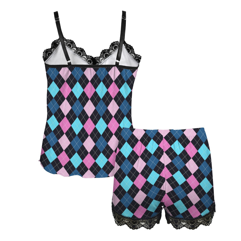 argyle print 1 Women's Lace Camisole Pajama Set