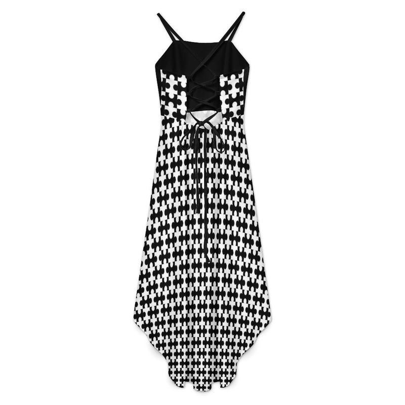 Women&#039;s High-Low Spaghetti Strap Dress Tailcoat skirt