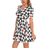 Short Sleeve Ruched Bust Flared Hem Dress