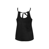 black solid print skirt Loose Fit Halter Neck Top (Model T68)