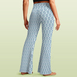 compound leaf print 2A High Waist Crossover Tummy Control Flare Leggings