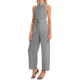 Halter Neck Buckle Belted Jumpsuit