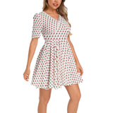 Short Sleeve Ruched Bust Flared Hem Dress