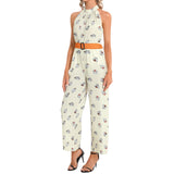 Halter Neck Buckle Belted Jumpsuit