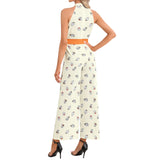 Halter Neck Buckle Belted Jumpsuit