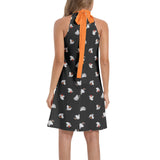 Tie Back Halter Neck Flared Dress