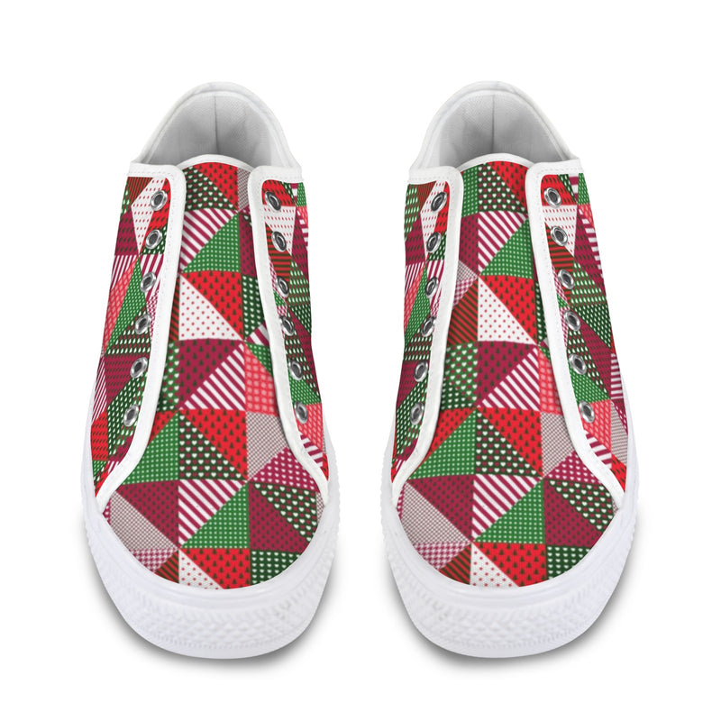 patchwork print xmas 4 Seattle Low Top Men's Shoes (Model 1013-6)