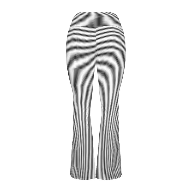 striped bw print 2 High Waist Crossover Tummy Control Flare Leggings