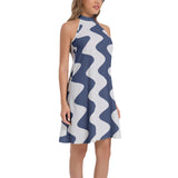 Tie Back Halter Neck Flared Dress