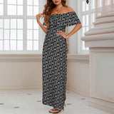 NEW PATTERN PRINT Women's Off Shoulder Ruffle Boat Neck Dress (Model D71)