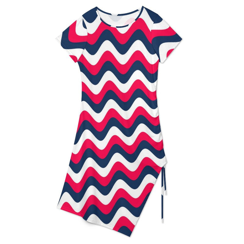 Drawstring Slit Hem Dress Split Dress