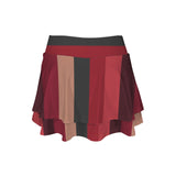 striped hibiscus print 3C High Waist Layered Ruffle Pockets Sports Skirt