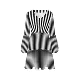 striped bw V-Neck Loose Fit Dress (Model D62)