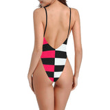 black solid print skirt Sexy Low Back One-Piece Swimsuit (Model S09)