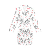 teddy bear and hearts print 2A Women's Long Sleeve Belted Night Robe