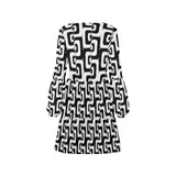 bw odd pattern print V-Neck Loose Fit Dress (Model D62)