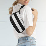 Striped Women's Shoulder Bag-Black Strap