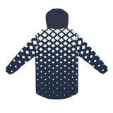 dk blue print 10K Men's Mid-Length Hooded Coat (Model H69)