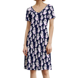 All-Over Print V-Neck Dress Short sleeved dress