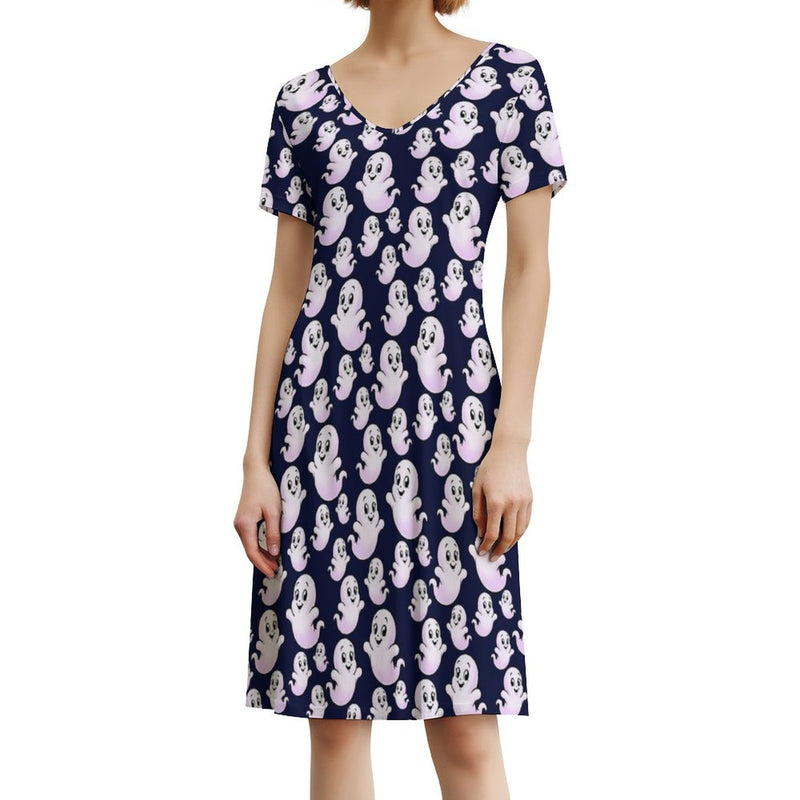 All-Over Print V-Neck Dress Short sleeved dress