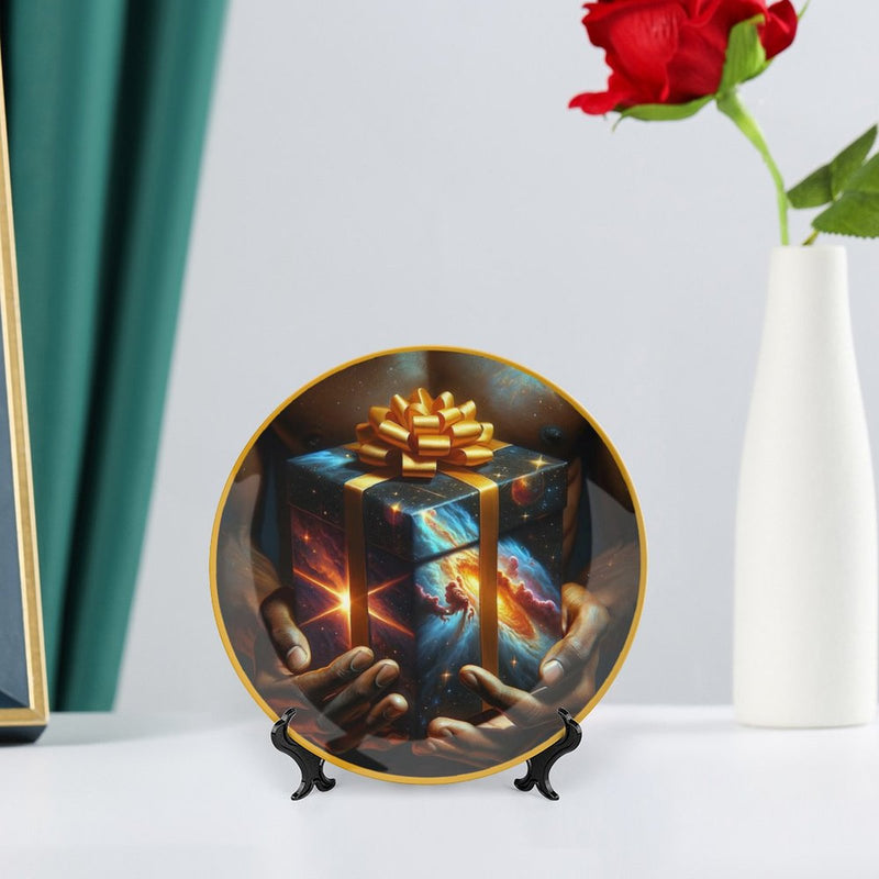 Cosmic Embrace: A Gift of Celestial Wonder Bone China Decorative Plate
