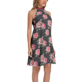 Tie Back Halter Neck Flared Dress