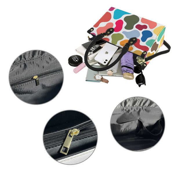 colorful giraffe print LG PU Leather Handbag-Small (Model 1747)